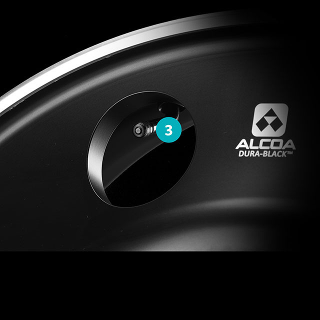 Alcoa Dura-Black matte black aluminum wheels color matched valve stem