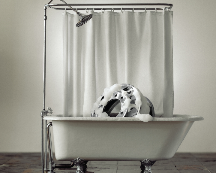 Image of wheel in bathtub