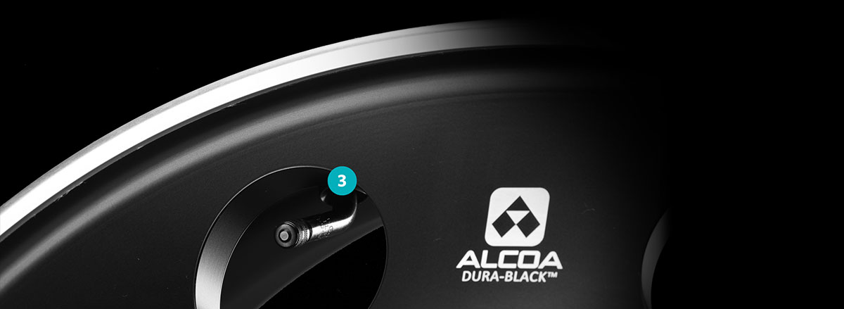 Alcoa Dura-Black matte black aluminum wheels color matched valve stem